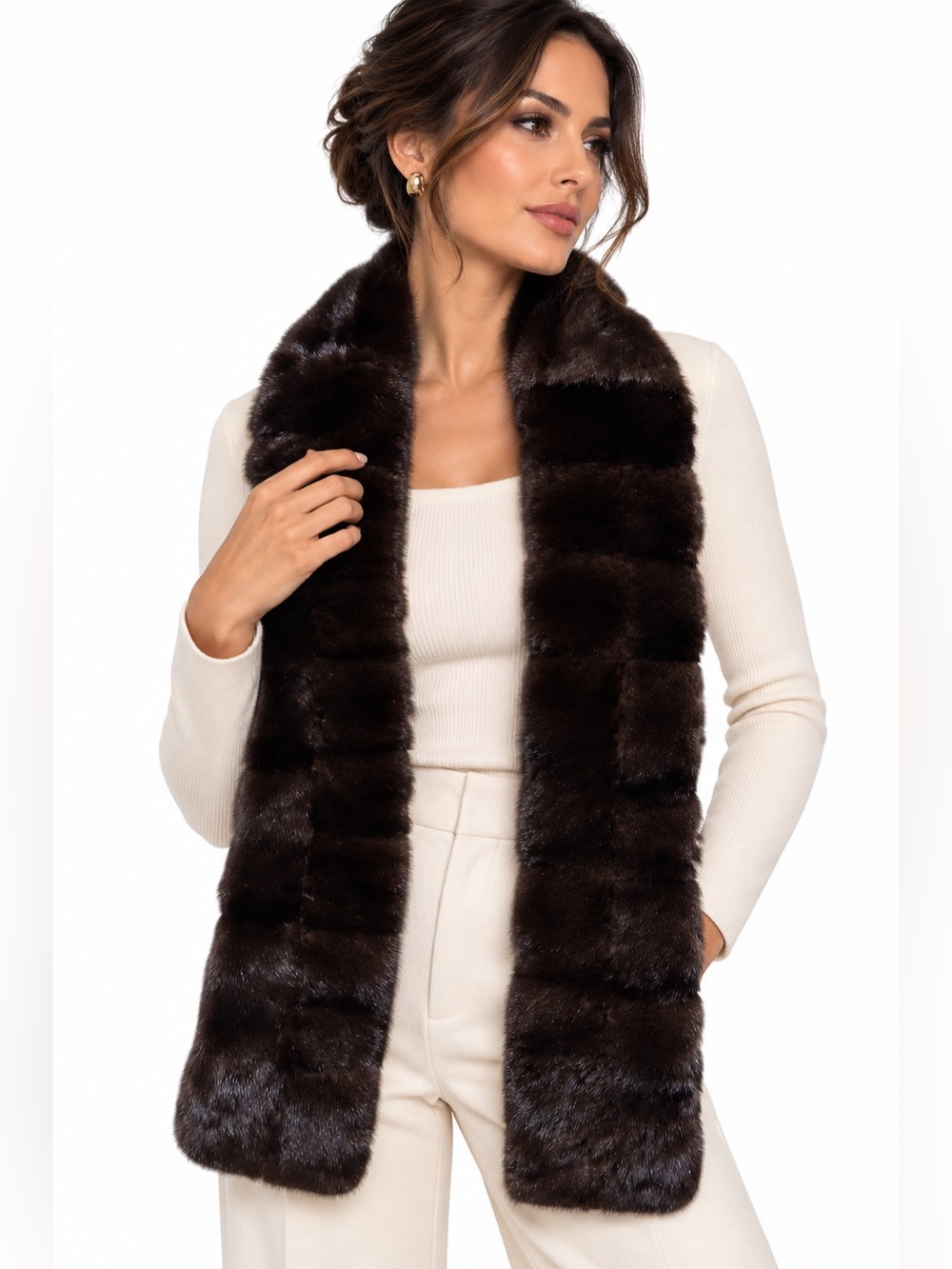 Vintage Dark Brown Mink Fur Scarf / Stole